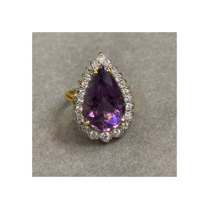 Pear Shape Amethyst and Diamond Ring
