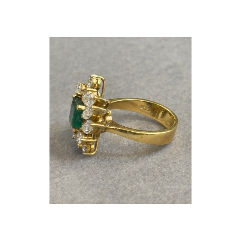 Emerald and Diamond Cluster Ring