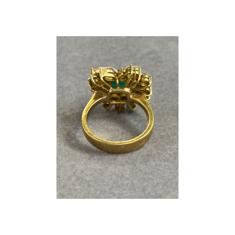 Emerald and Diamond Cluster Ring