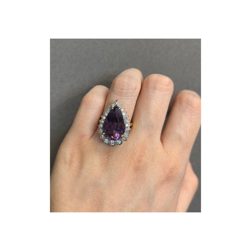 Pear Shape Amethyst and Diamond Ring