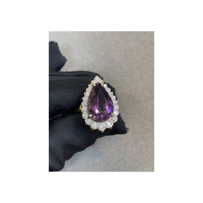 Pear Shape Amethyst and Diamond Ring