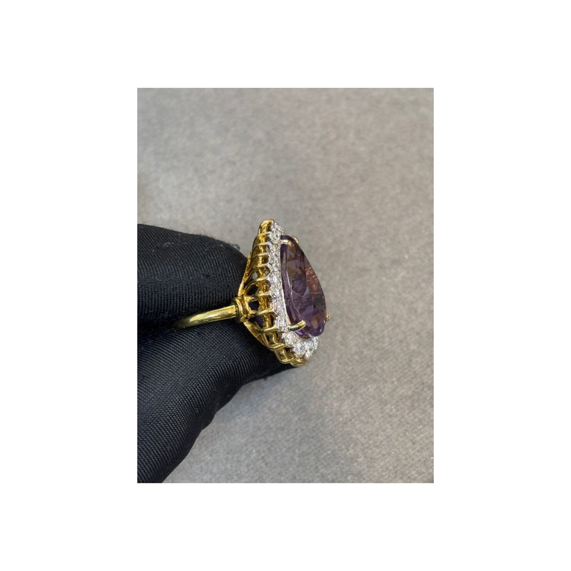 Pear Shape Amethyst and Diamond Ring