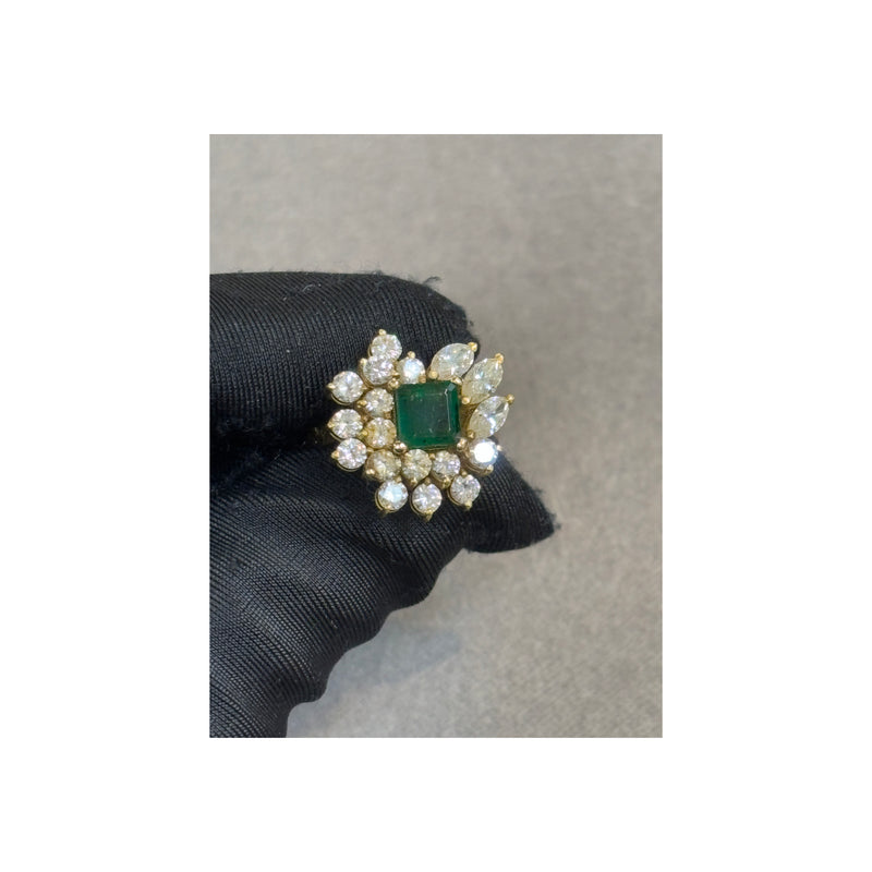 Emerald and Diamond Cluster Ring