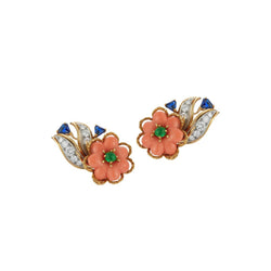 Cartier Coral and Sapphire Earrings