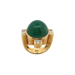 David Webb Men's Emerald and Diamond Ring