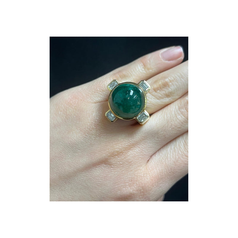 David Webb Men's Emerald and Diamond Ring