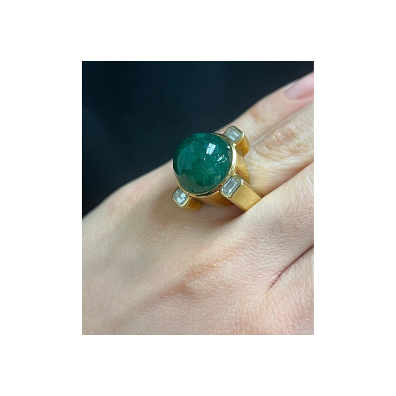 David Webb Men's Emerald and Diamond Ring