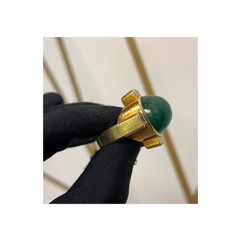 David Webb Men's Emerald and Diamond Ring