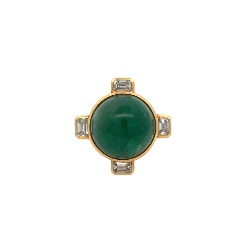 David Webb Men's Emerald and Diamond Ring