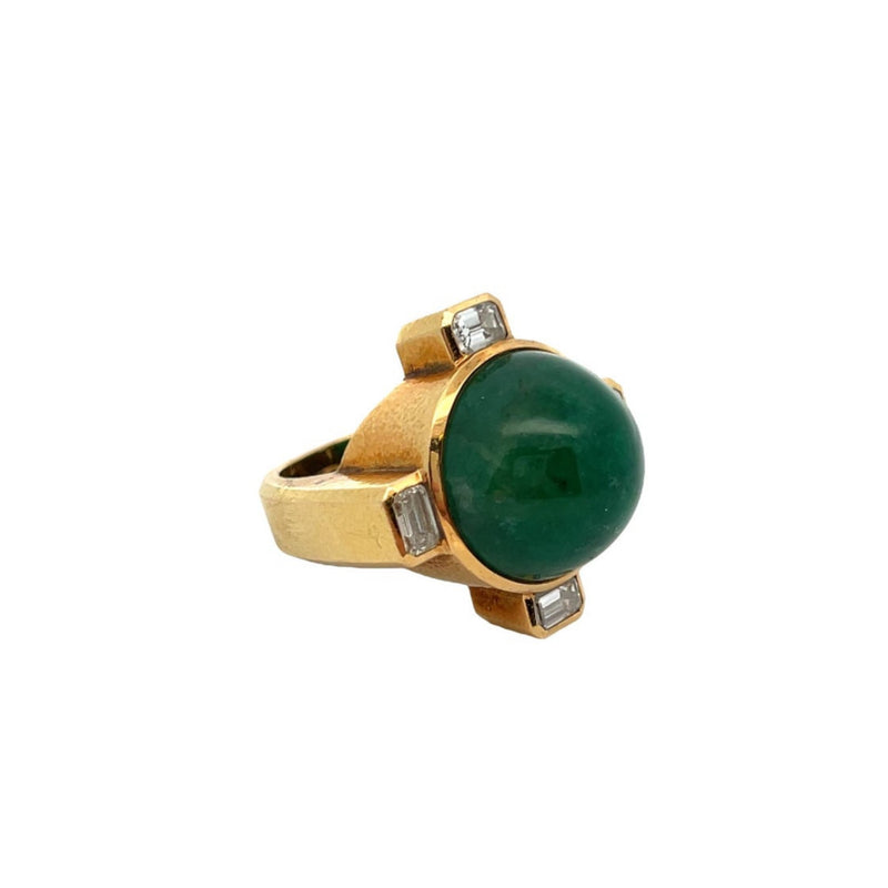 David Webb Men's Emerald and Diamond Ring