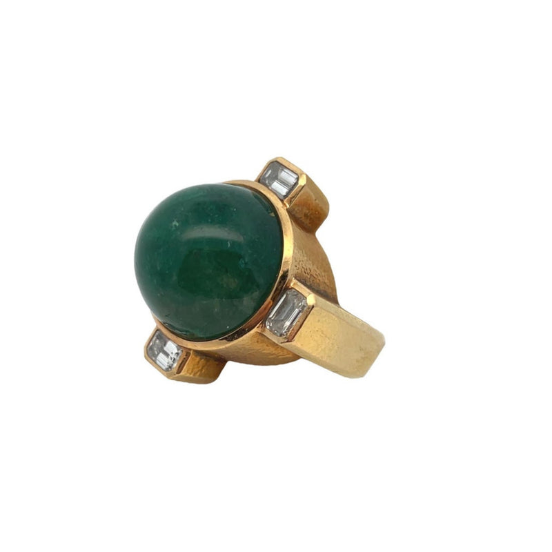 David Webb Men's Emerald and Diamond Ring