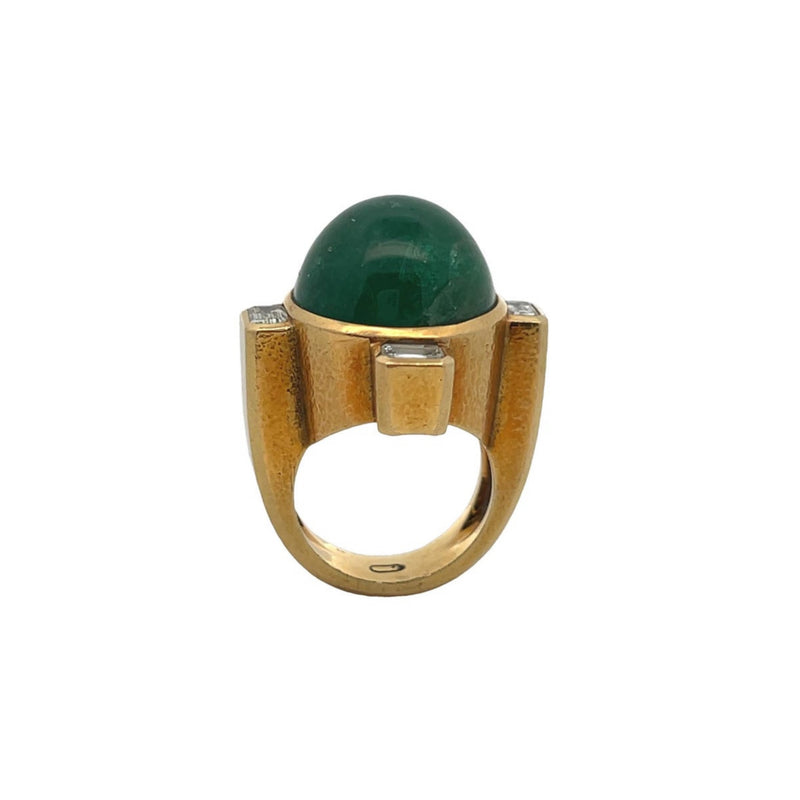 David Webb Men's Emerald and Diamond Ring