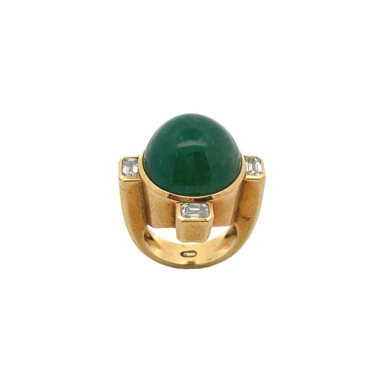 David Webb Men's Emerald and Diamond Ring