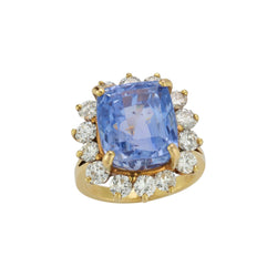 AGl Certified Cushion Sapphire and Diamond Cocktail Ring