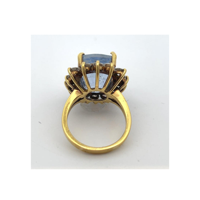 AGl Certified Cushion Sapphire and Diamond Cocktail Ring