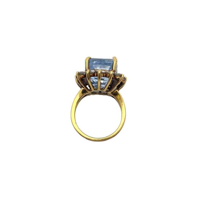 AGl Certified Cushion Sapphire and Diamond Cocktail Ring