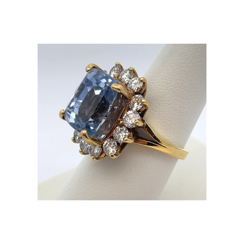 AGl Certified Cushion Sapphire and Diamond Cocktail Ring