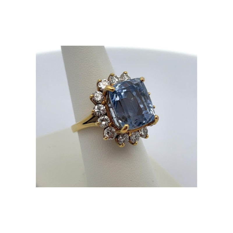 AGl Certified Cushion Sapphire and Diamond Cocktail Ring