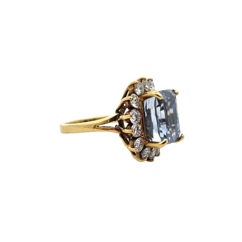 AGl Certified Cushion Sapphire and Diamond Cocktail Ring