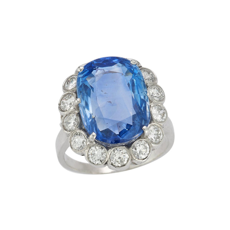 AGL Certified Natural Oval Sapphire and Diamond Ring