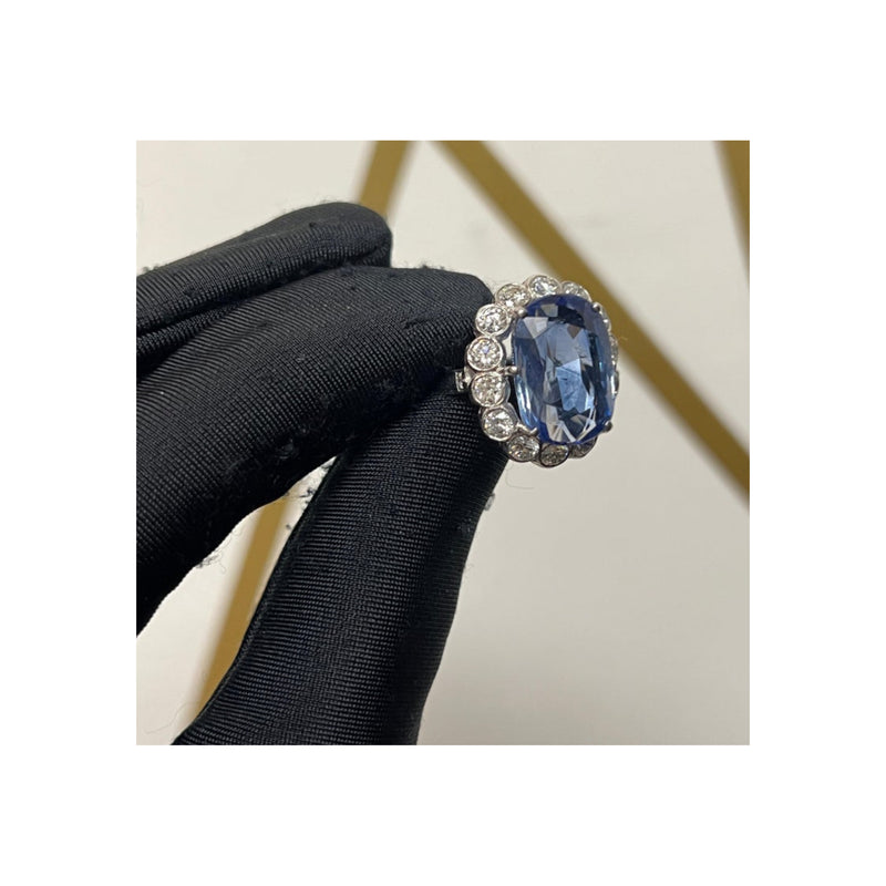 AGL Certified Natural Oval Sapphire and Diamond Ring