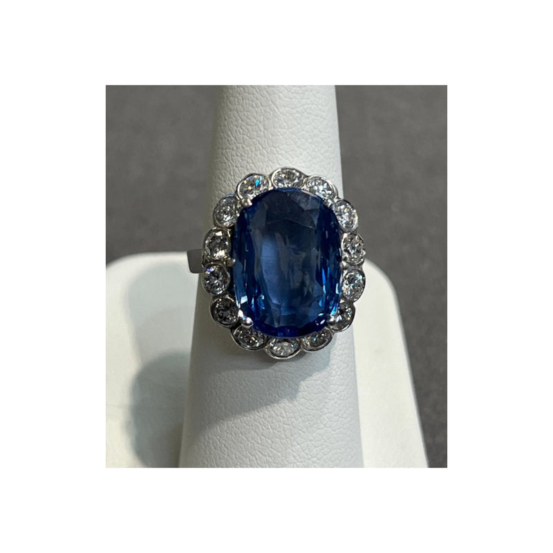 AGL Certified Natural Oval Sapphire and Diamond Ring