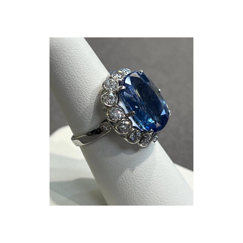 AGL Certified Natural Oval Sapphire and Diamond Ring