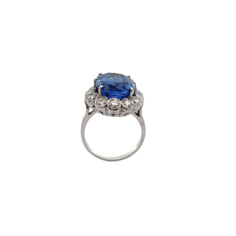 AGL Certified Natural Oval Sapphire and Diamond Ring