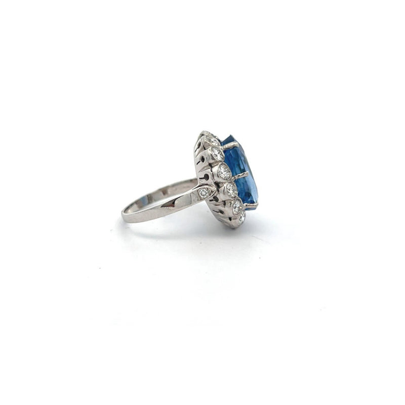 AGL Certified Natural Oval Sapphire and Diamond Ring