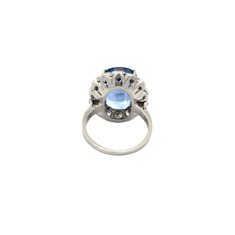 AGL Certified Natural Oval Sapphire and Diamond Ring