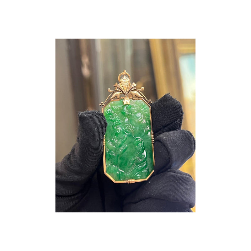 Certified Natural Carved Jadeite Jade Pendant