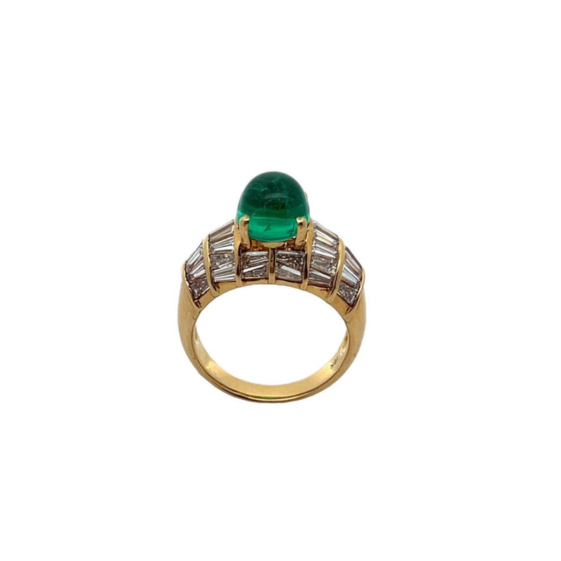 Men's Certified Colombian Cabochon Emerald and Diamond RIng