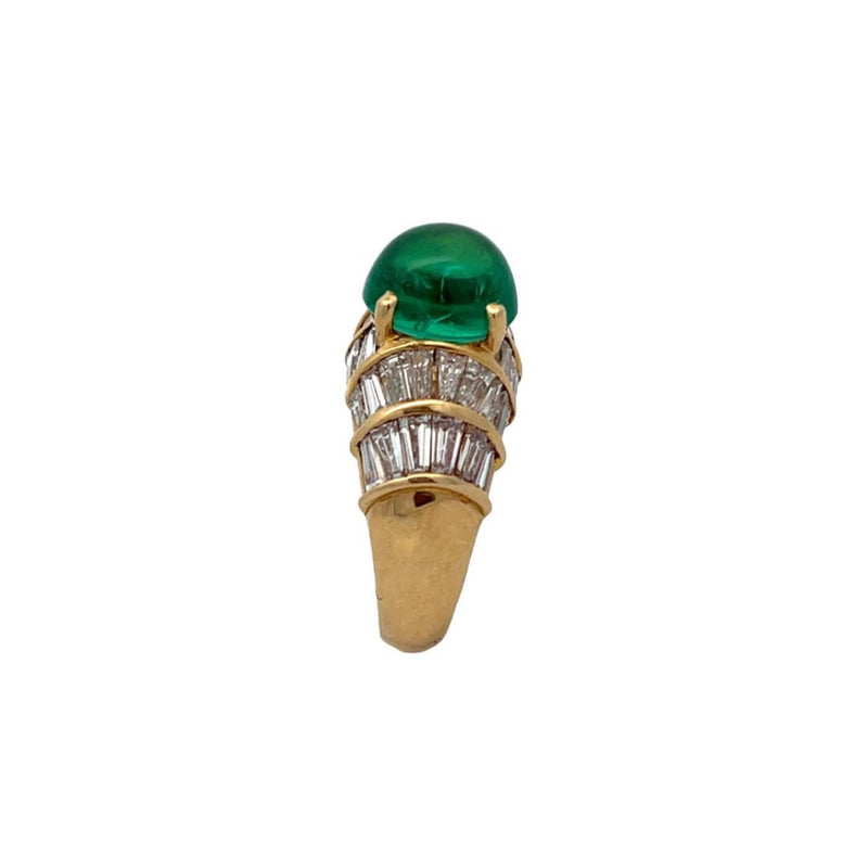 Men's Certified Colombian Cabochon Emerald and Diamond RIng