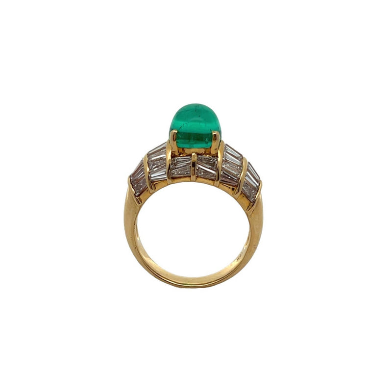 Men's Certified Colombian Cabochon Emerald and Diamond RIng