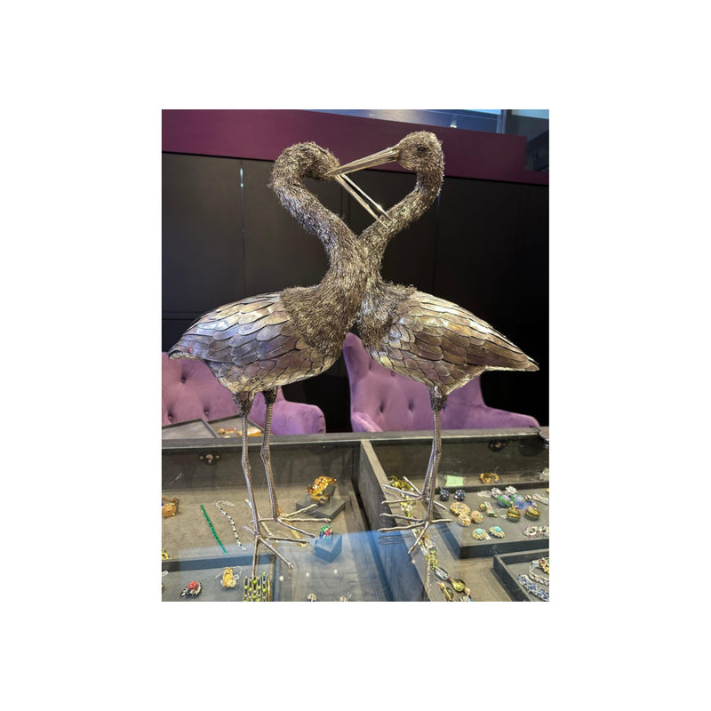 Mario Buccellati Large Size Pair of Silver Herons