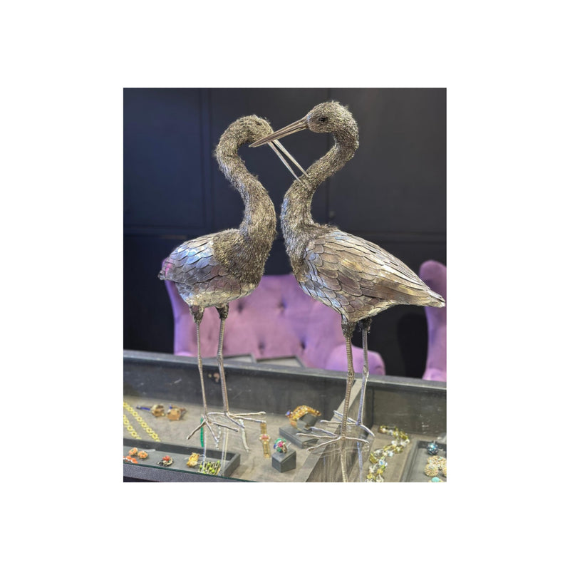 Mario Buccellati Large Size Pair of Silver Herons