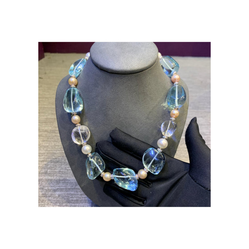 Bulgari Aquamarine Rock Crystal & Pearl Necklace