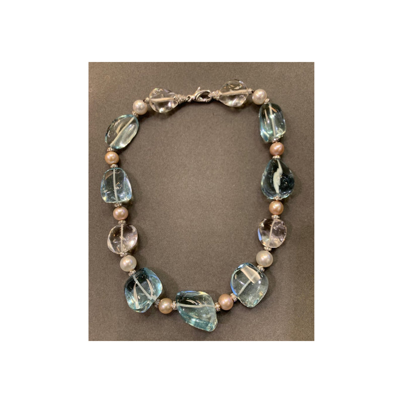 Bulgari Aquamarine Rock Crystal & Pearl Necklace