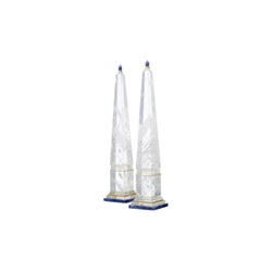 Boucheron Pair of Rock Crystal and Gold Obelisks