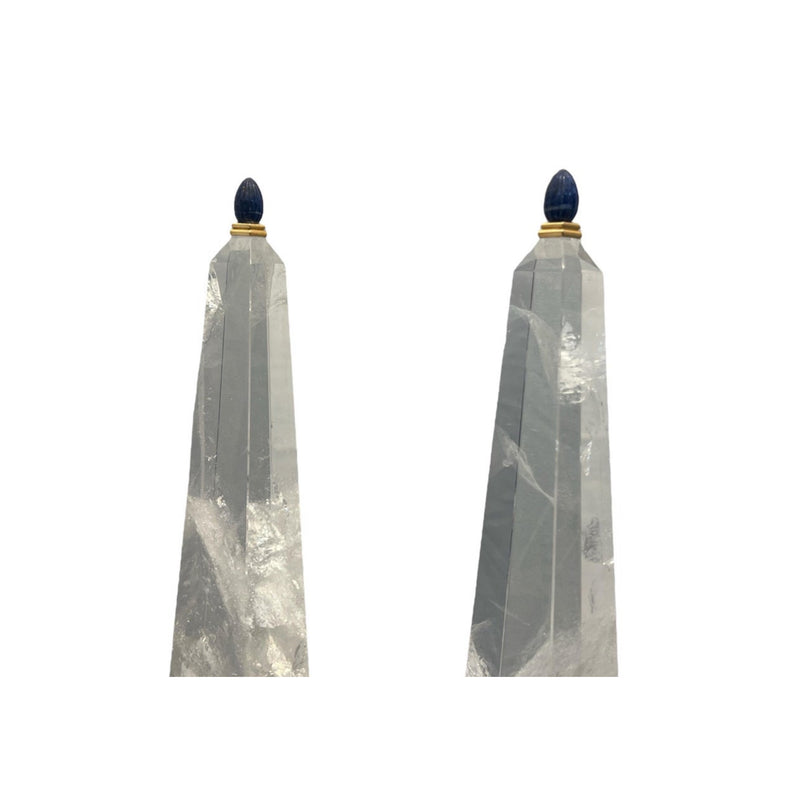 Boucheron Pair of Rock Crystal and Gold Obelisks