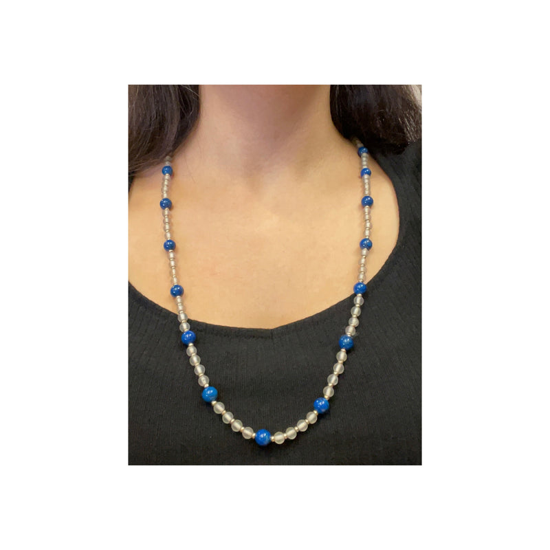 Crystal and Lapis Lazuli Beaded Necklace