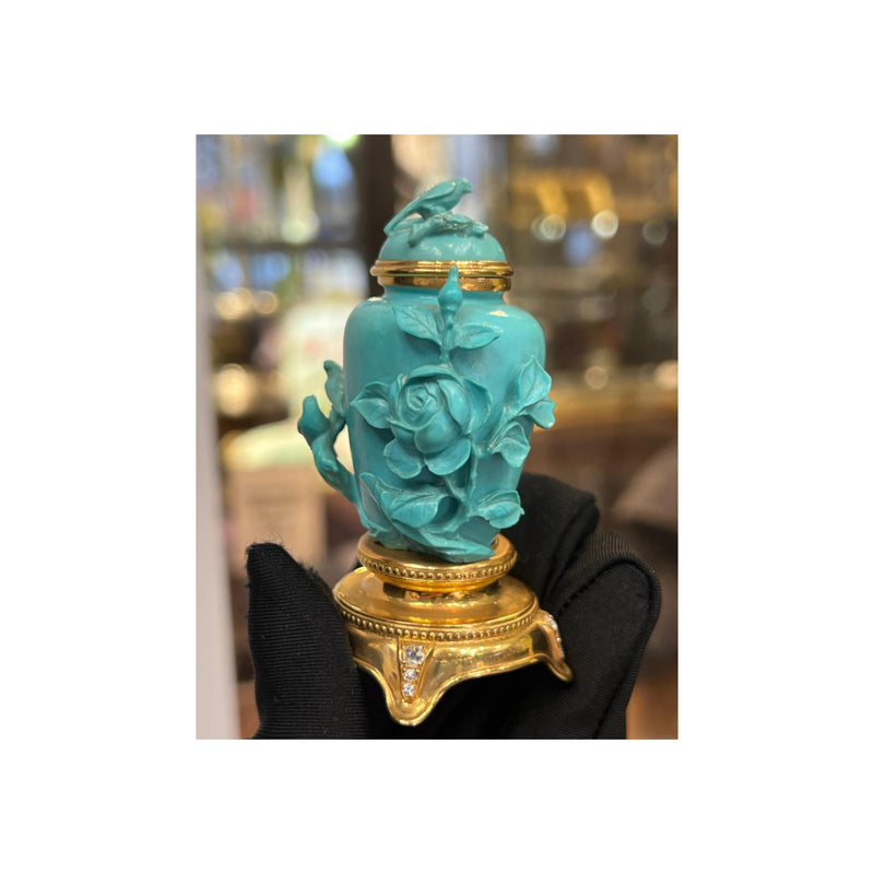 Turquoise and Diamond Snuff Bottle