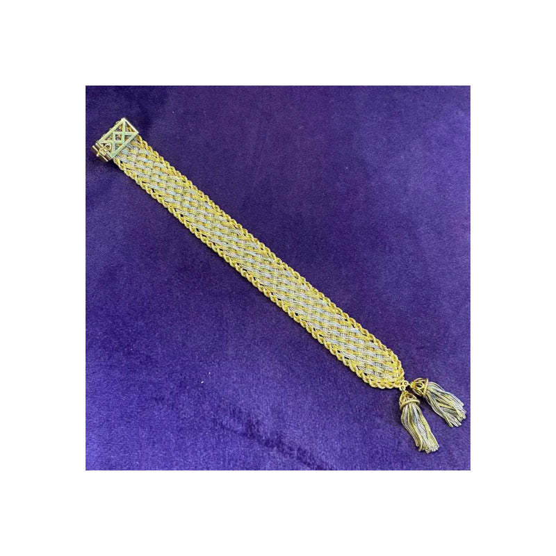 Bvlgari Two Tone Gold Tassel Bracelet