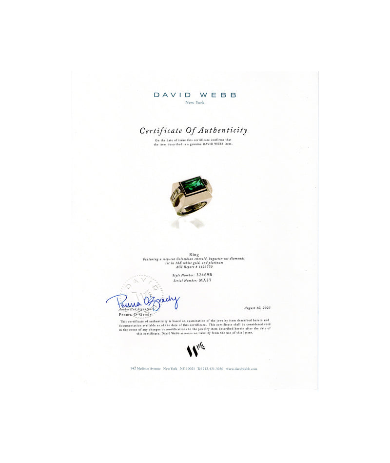 David Webb Colombian Emerald & Diamond Men's Ring