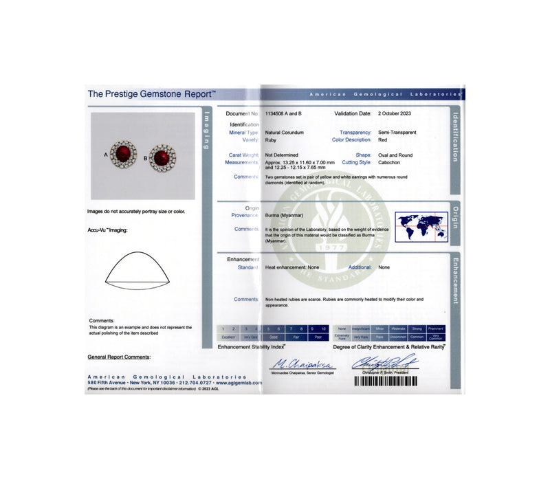 David Webb Certified Natural Burmese Ruby & Diamond Earrings