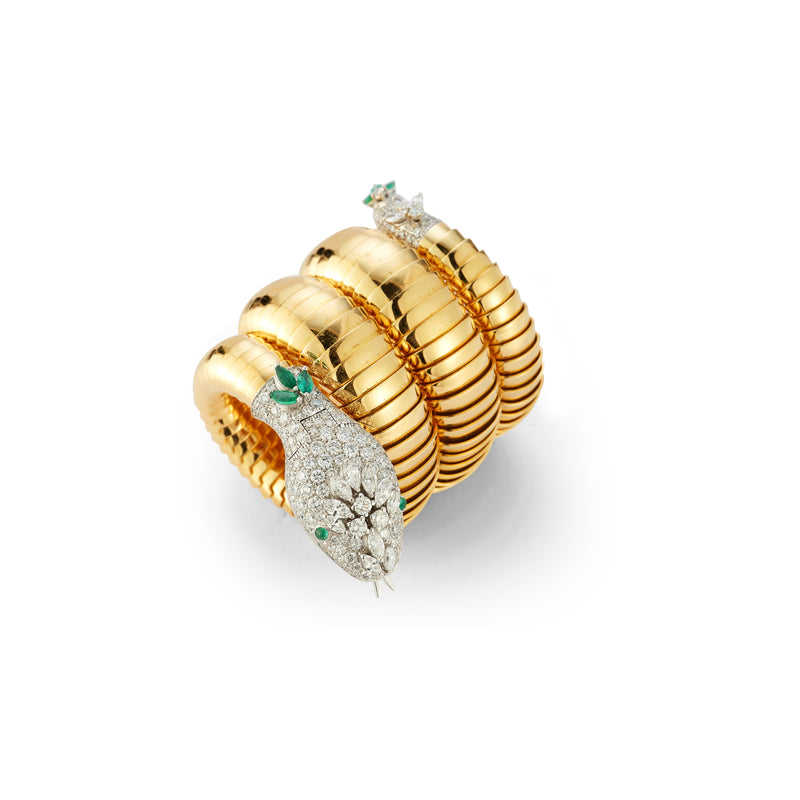 Bvlgari Diamond and Emerald Serpenti Watch Bracelet
