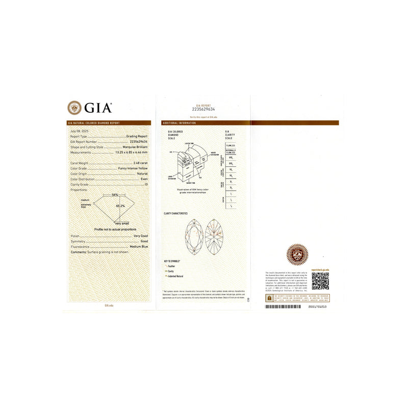 Art Deco GIA Certified Fancy Intense Yellow Marquise Diamond Ring