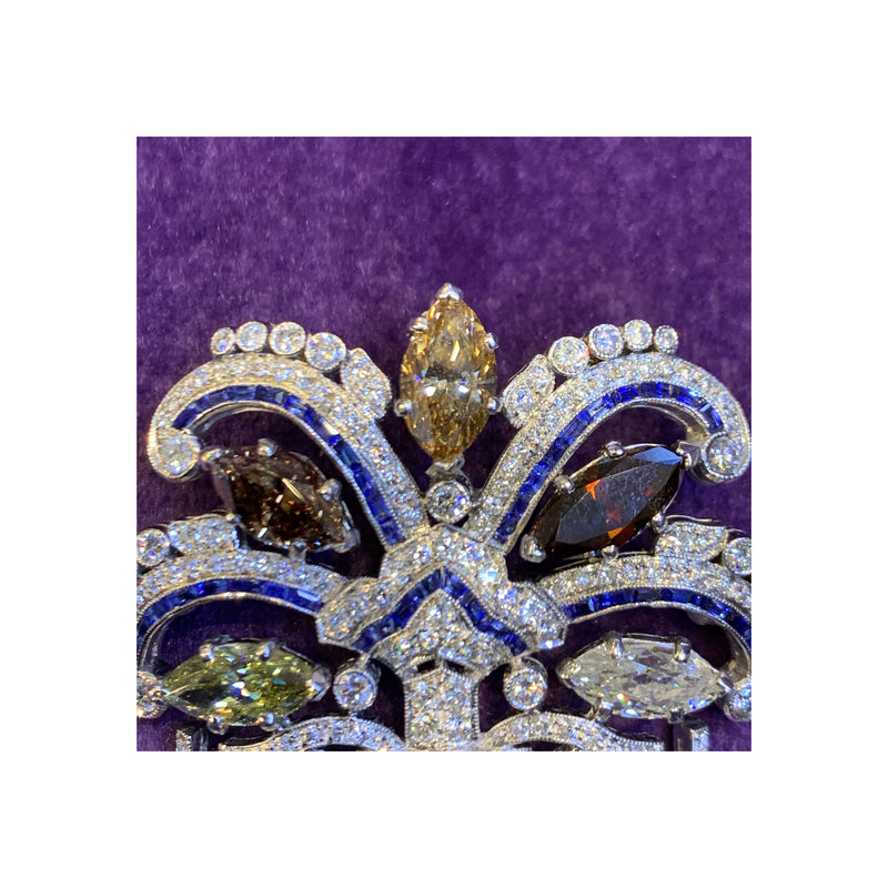 Certified Natural Multicolor Fancy Diamond Brooch