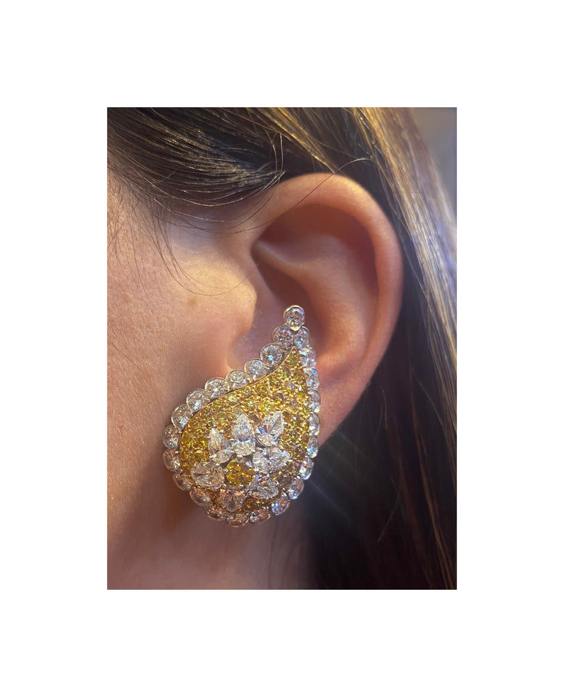 Van Cleef & Arpels Fancy Yellow Diamond Paisley Earrings