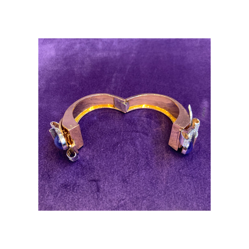 Natural Burmese Sapphire French Double Clip Retro Bangle Bracelet